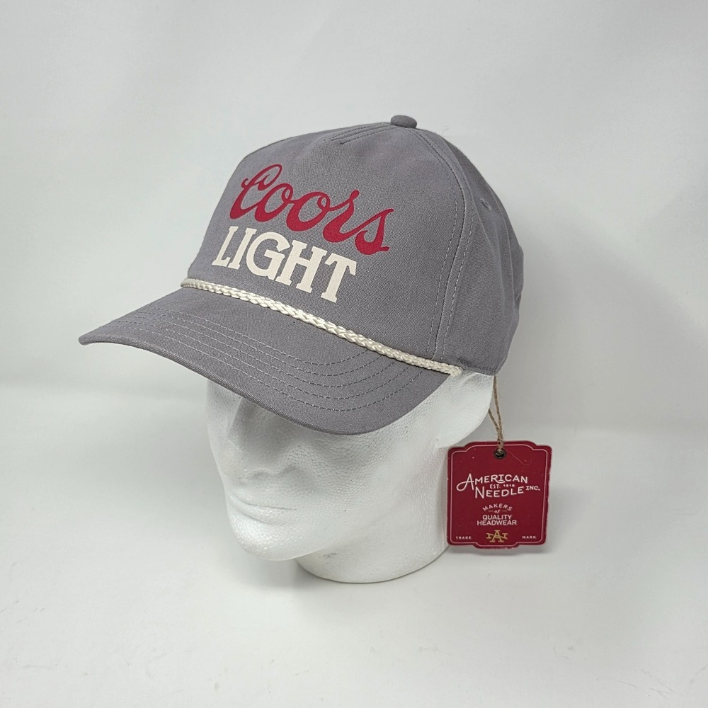 American Needle Coors Light Beer Hat Cap Snapback Rope Trucker Silver Gray Adult